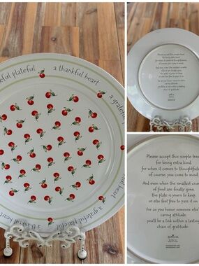 Hallmark White and Red Cherry Pattern Ceramic Plate